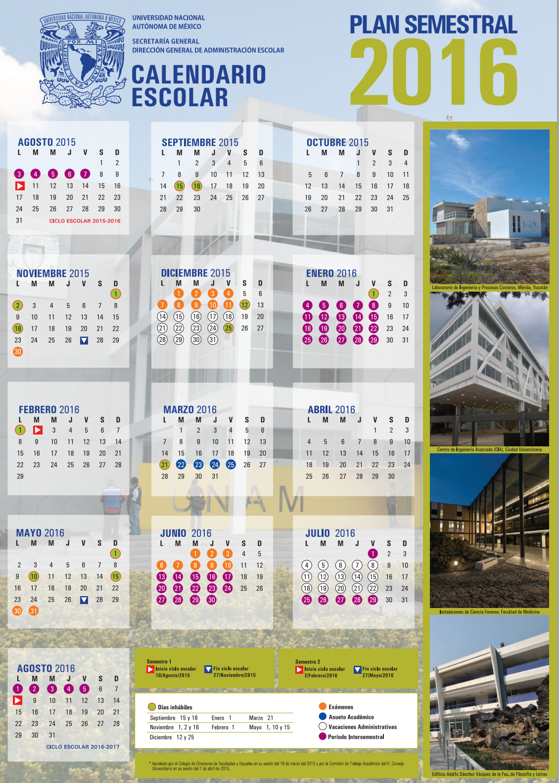 Calendario Semestral UNAM
